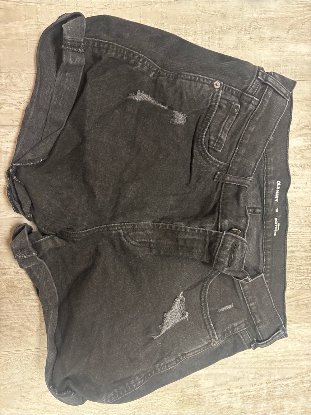 Old Navy Black Distressed Denim Shorts with Belt